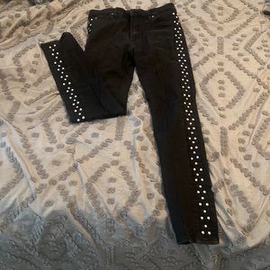 H&M high waisted black, studded skinny jeans - Sz 12